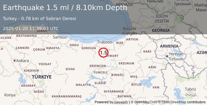 Earthquake EASTERN TURKEY (1.5 ml) (2025-01-20 11:39:03 UTC)