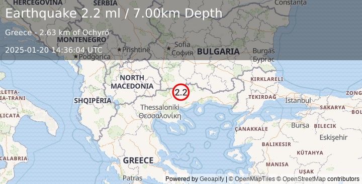 Earthquake GREECE (2.2 ml) (2025-01-20 14:36:04 UTC)