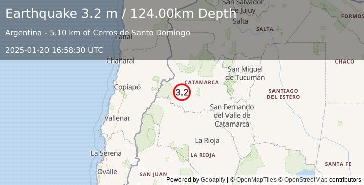 Earthquake CATAMARCA, ARGENTINA (3.2 m) (2025-01-20 16:58:30 UTC)