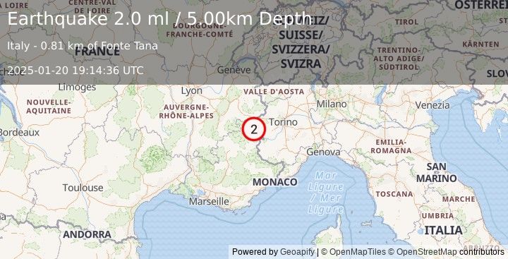 Earthquake FRANCE (2.0 ml) (2025-01-20 19:14:36 UTC)