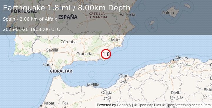 Earthquake SPAIN (1.8 ml) (2025-01-20 19:58:06 UTC)