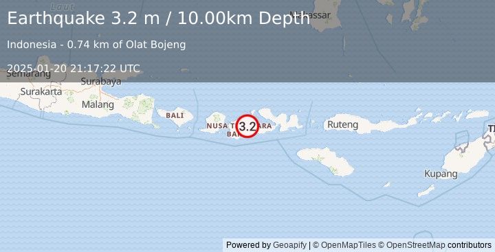 Earthquake SUMBAWA REGION, INDONESIA (3.2 m) (2025-01-20 21:17:22 UTC)