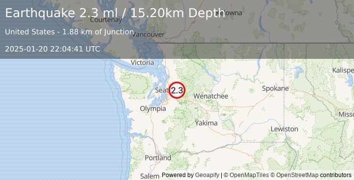 Earthquake WASHINGTON (2.3 ml) (2025-01-20 22:04:41 UTC)