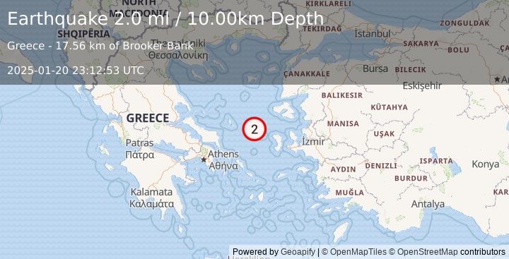 Earthquake AEGEAN SEA (2.0 ml) (2025-01-20 23:12:53 UTC)