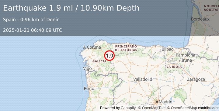 Earthquake SPAIN (1.9 ml) (2025-01-21 06:40:09 UTC)