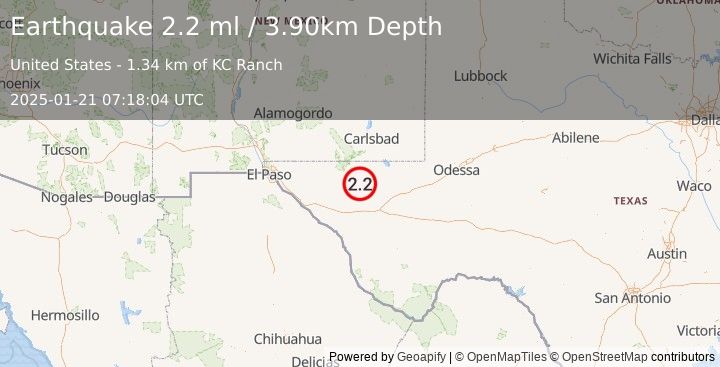 Earthquake WESTERN TEXAS (2.2 ml) (2025-01-21 07:18:04 UTC)