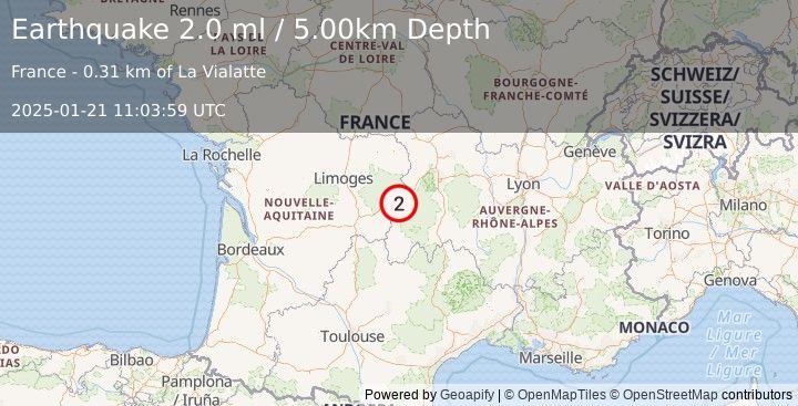 Earthquake FRANCE (2.0 ml) (2025-01-21 11:03:59 UTC)