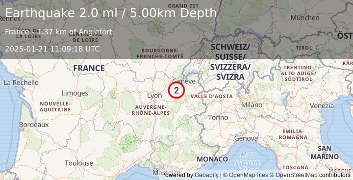 Earthquake FRANCE (2.0 ml) (2025-01-21 11:09:18 UTC)