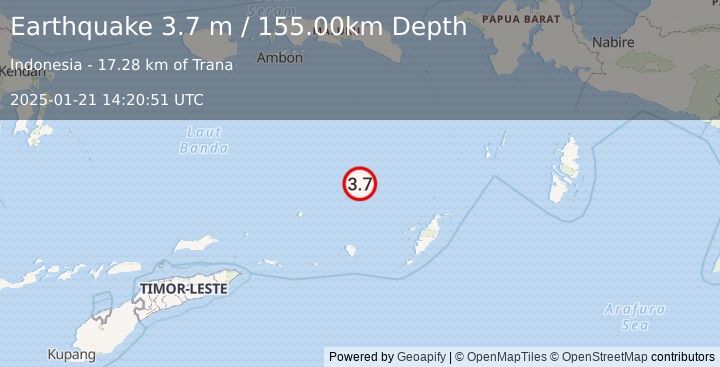 Earthquake BANDA SEA (3.7 m) (2025-01-21 14:20:51 UTC)