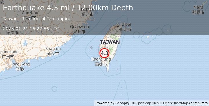 Earthquake TAIWAN (4.3 ml) (2025-01-21 16:27:56 UTC)