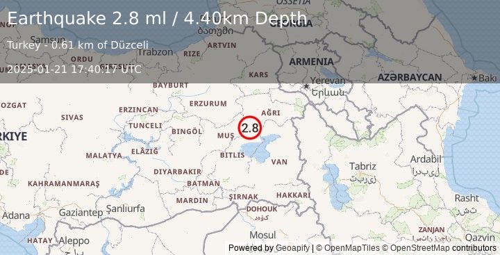 Earthquake EASTERN TURKEY (2.8 ml) (2025-01-21 17:40:17 UTC)