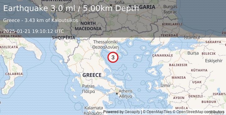 Earthquake AEGEAN SEA (3.0 ml) (2025-01-21 19:10:12 UTC)