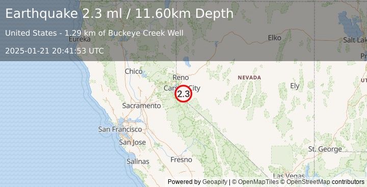 Earthquake NEVADA (2.3 ml) (2025-01-21 20:41:53 UTC)