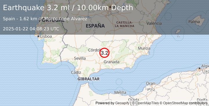 Earthquake SPAIN (3.2 ml) (2025-01-22 04:08:23 UTC)