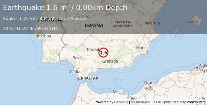 Earthquake SPAIN (1.6 ml) (2025-01-22 04:59:03 UTC)