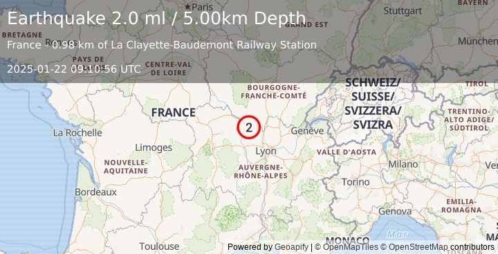 Earthquake FRANCE (2.0 ml) (2025-01-22 09:10:56 UTC)