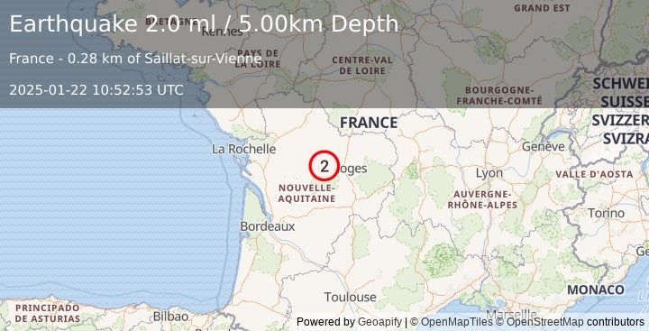 Earthquake FRANCE (2.0 ml) (2025-01-22 10:52:53 UTC)