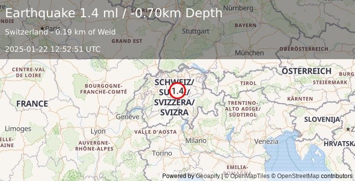 Earthquake SWITZERLAND (1.4 ml) (2025-01-22 12:52:51 UTC)