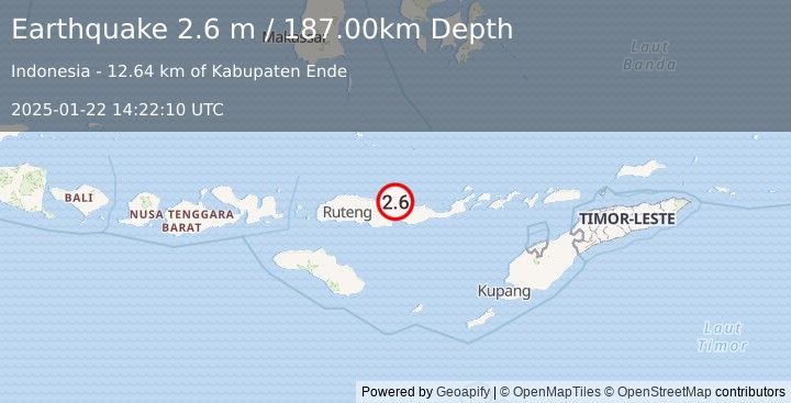 Earthquake FLORES REGION, INDONESIA (2.6 m) (2025-01-22 14:22:10 UTC)