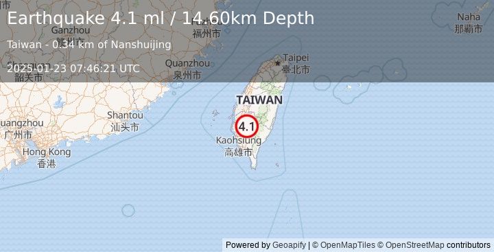 Earthquake TAIWAN (4.1 ml) (2025-01-23 07:46:21 UTC)