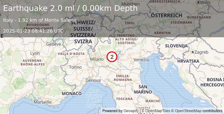 Earthquake NORTHERN ITALY (2.0 ml) (2025-01-23 08:41:26 UTC)