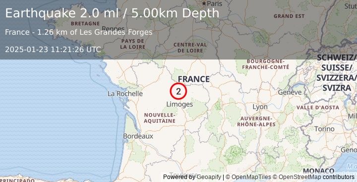 Earthquake FRANCE (2.0 ml) (2025-01-23 11:21:26 UTC)