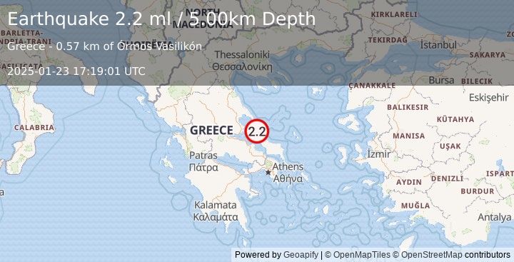 Earthquake GREECE (2.2 ml) (2025-01-23 17:19:01 UTC)