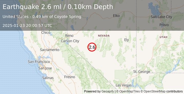 Earthquake NEVADA (2.6 ml) (2025-01-23 20:00:57 UTC)