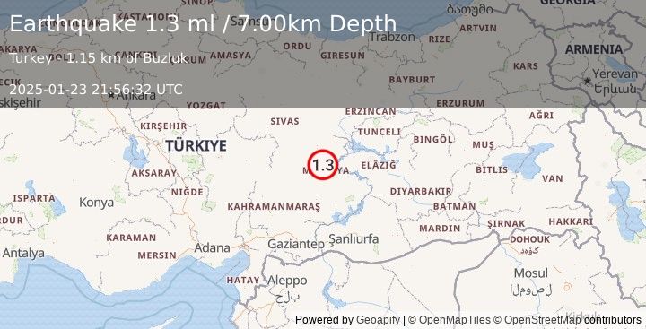 Earthquake EASTERN TURKEY (1.3 ml) (2025-01-23 21:56:32 UTC)