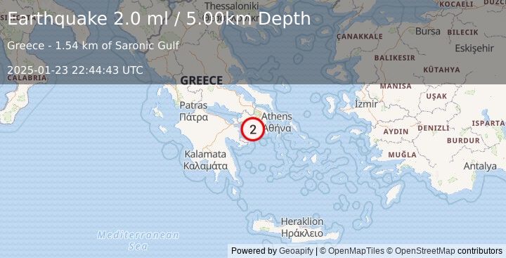 Earthquake AEGEAN SEA (2.2 ml) (2025-01-23 22:45:05 UTC)