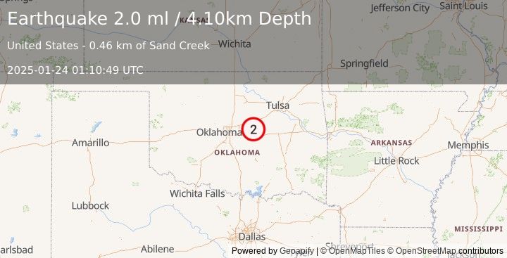 Earthquake OKLAHOMA (2.0 ml) (2025-01-24 01:10:49 UTC)