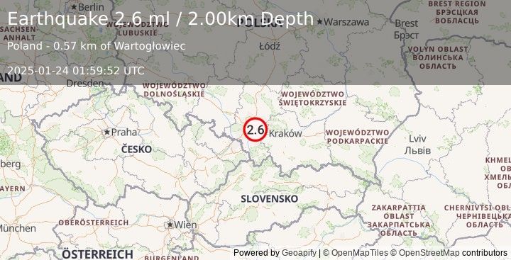 Earthquake POLAND (2.6 ml) (2025-01-24 01:59:52 UTC)