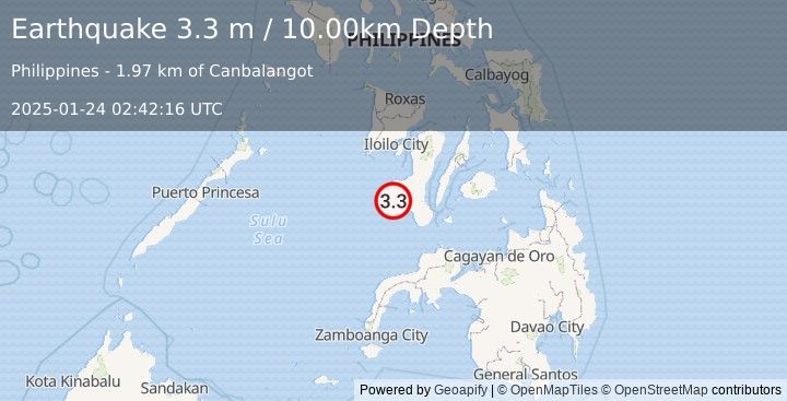 Earthquake NEGROS, PHILIPPINES (3.3 m) (2025-01-24 02:42:16 UTC)