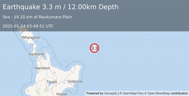 Earthquake OFF E. COAST OF N. ISLAND, N.Z. (3.3 m) (2025-01-24 03:49:51 UTC)