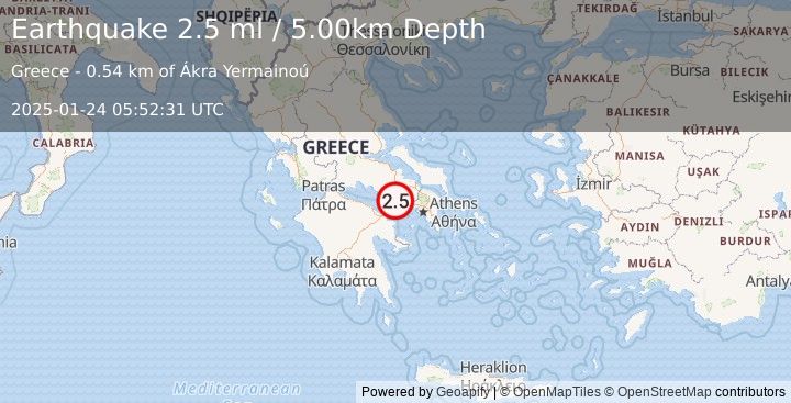 Earthquake GREECE (2.5 ml) (2025-01-24 05:52:31 UTC)