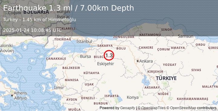 Earthquake WESTERN TURKEY (1.3 ml) (2025-01-24 10:08:45 UTC)