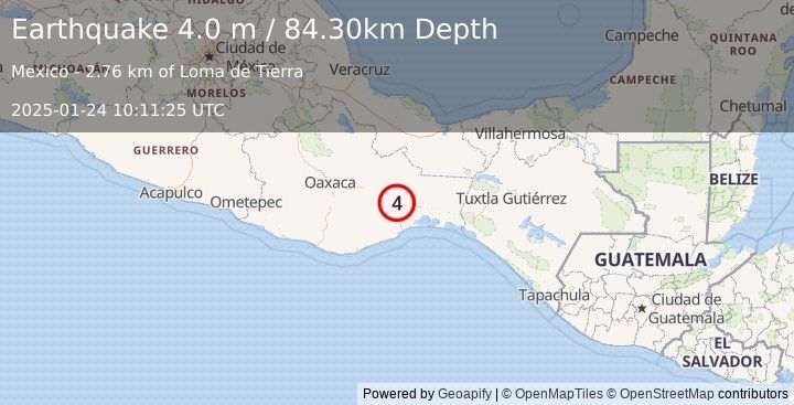 Earthquake OAXACA, MEXICO (4.0 m) (2025-01-24 10:11:25 UTC)