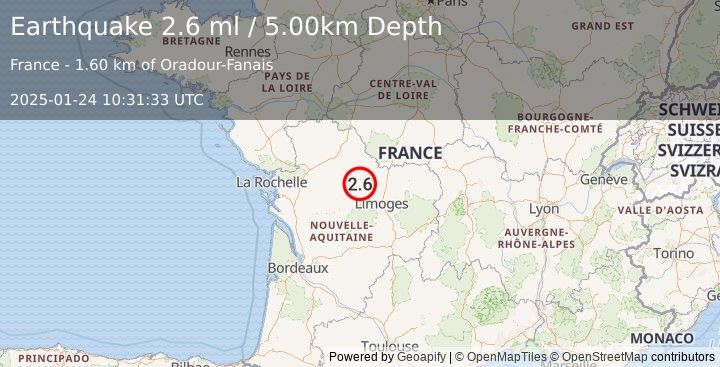 Earthquake FRANCE (2.6 ml) (2025-01-24 10:31:33 UTC)