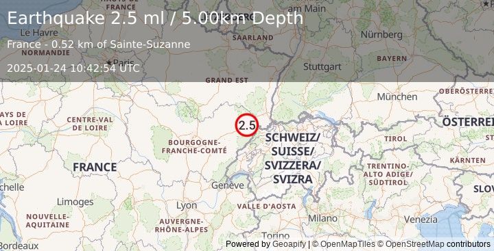 Earthquake FRANCE (2.5 ml) (2025-01-24 10:42:53 UTC)