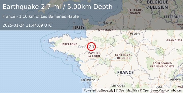 Earthquake FRANCE (2.7 ml) (2025-01-24 11:44:09 UTC)