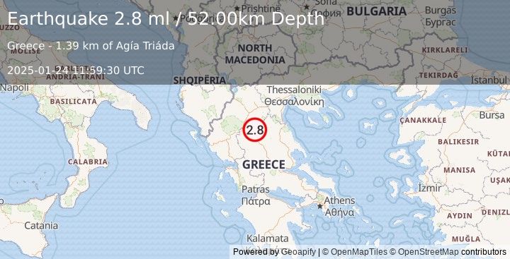 Earthquake GREECE (2.8 ml) (2025-01-24 11:59:30 UTC)