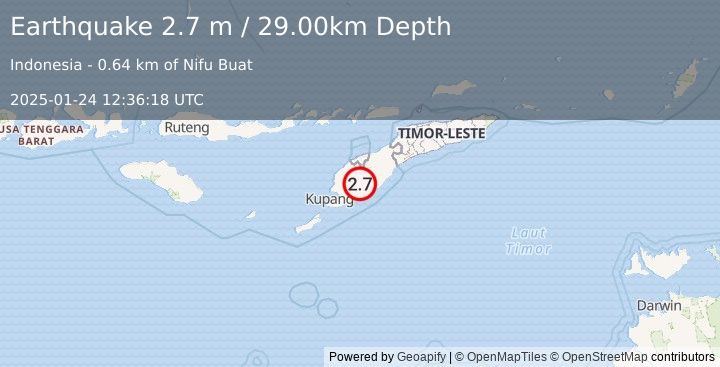 Earthquake TIMOR REGION (2.7 m) (2025-01-24 12:36:18 UTC)