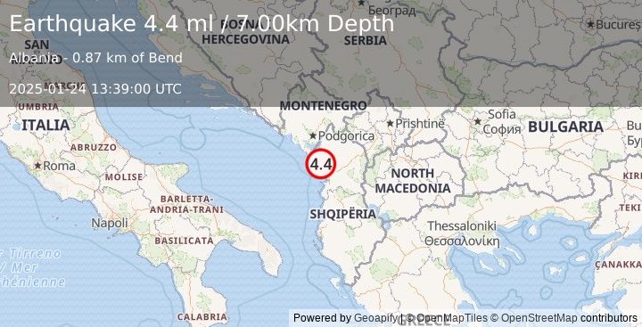 Earthquake ALBANIA (4.0 mw) (2025-01-24 13:39:03 UTC)