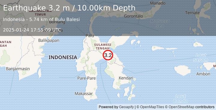 Earthquake SULAWESI, INDONESIA (3.2 m) (2025-01-24 17:55:09 UTC)