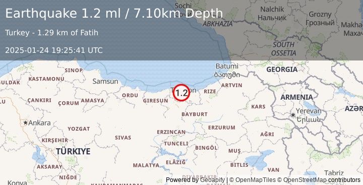 Earthquake EASTERN TURKEY (1.2 ml) (2025-01-24 19:25:41 UTC)