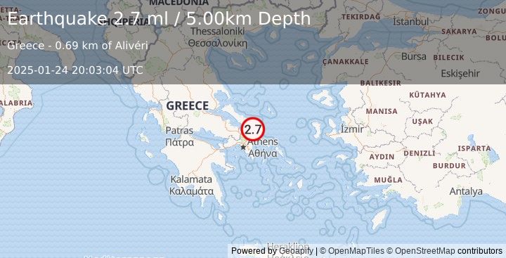 Earthquake AEGEAN SEA (2.7 ml) (2025-01-24 20:03:04 UTC)