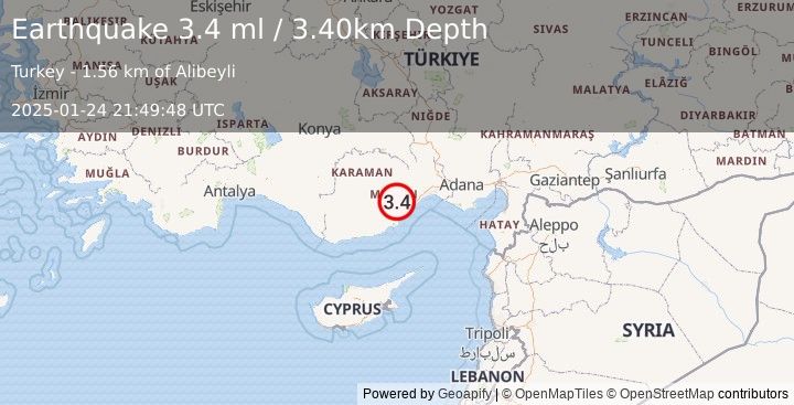 Earthquake CENTRAL TURKEY (3.4 ml) (2025-01-24 21:49:48 UTC)