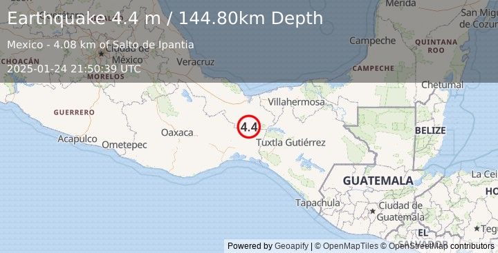 Earthquake VERACRUZ, MEXICO (4.4 m) (2025-01-24 21:50:39 UTC)