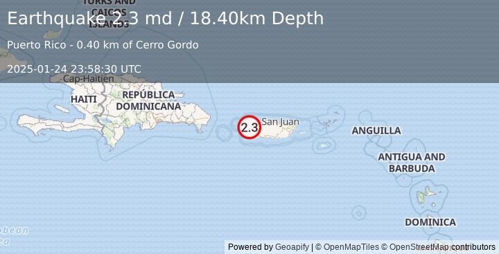 Earthquake PUERTO RICO (2.3 md) (2025-01-24 23:58:30 UTC)