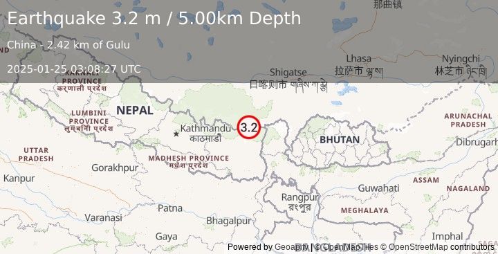 Earthquake NEPAL (3.2 m) (2025-01-25 03:08:27 UTC)